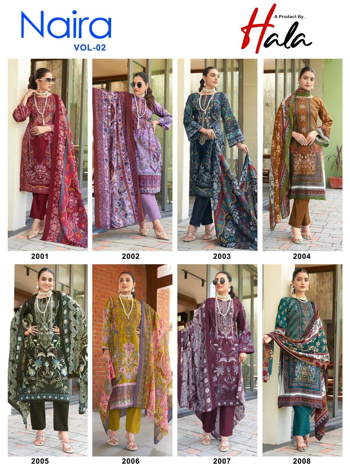 NAIRA VOL-2 by Hala 2001 TO 2008 SERIES Pakistani Stylish PURE cotton COLLECTION At Wholesale Price